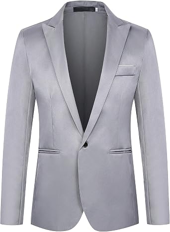 Mens Solid Color 1 Button Slim Casual Suit Business Daily Blazer Sport Coats Wedding Party Prom Formal Suit Jacket