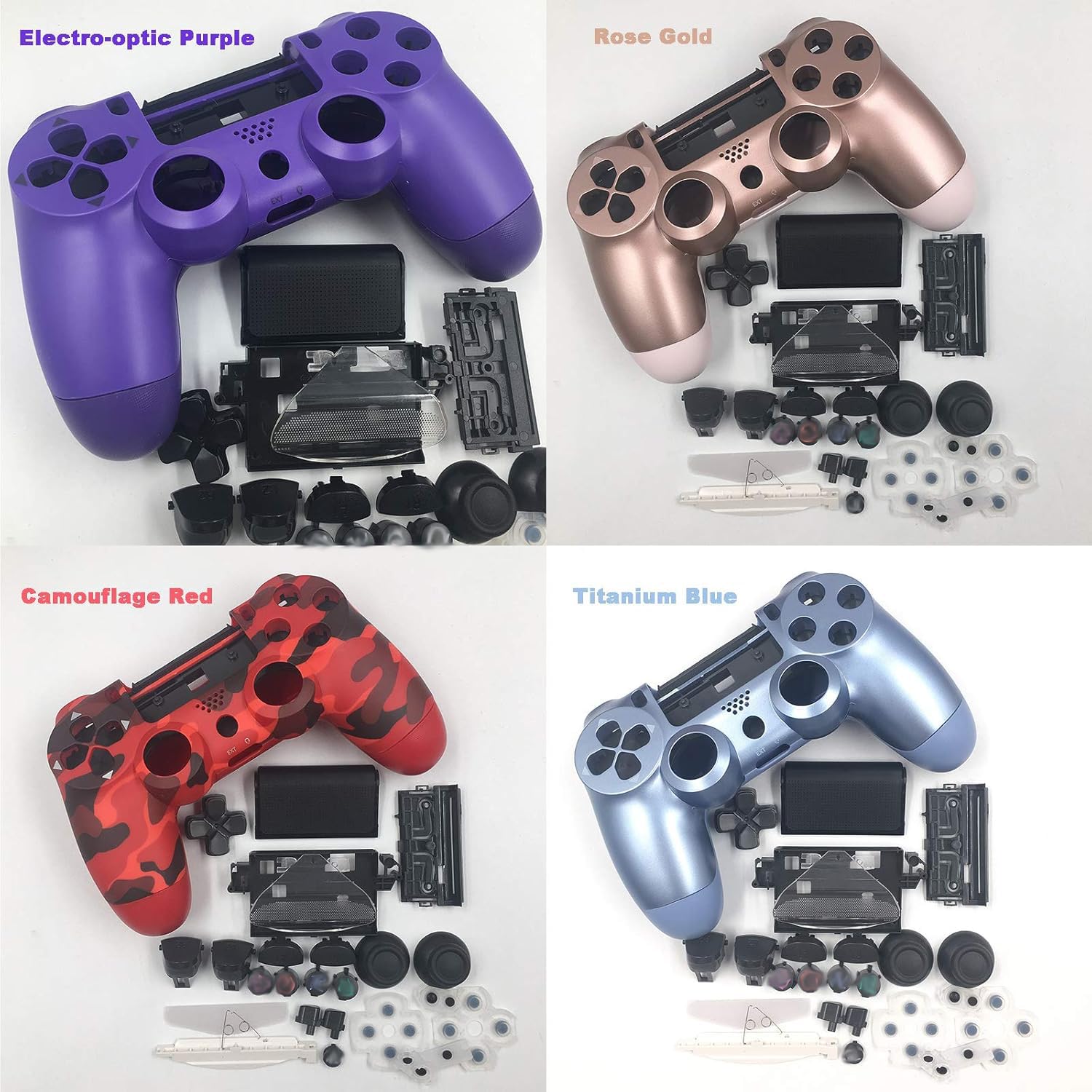 HUAYUWA Plastic Game Controller Housing Cover with Buttons Replacement Set Fit for PlayStation 4 Slim 4.0 JDM-040 (V1 Version), Titanium Blue