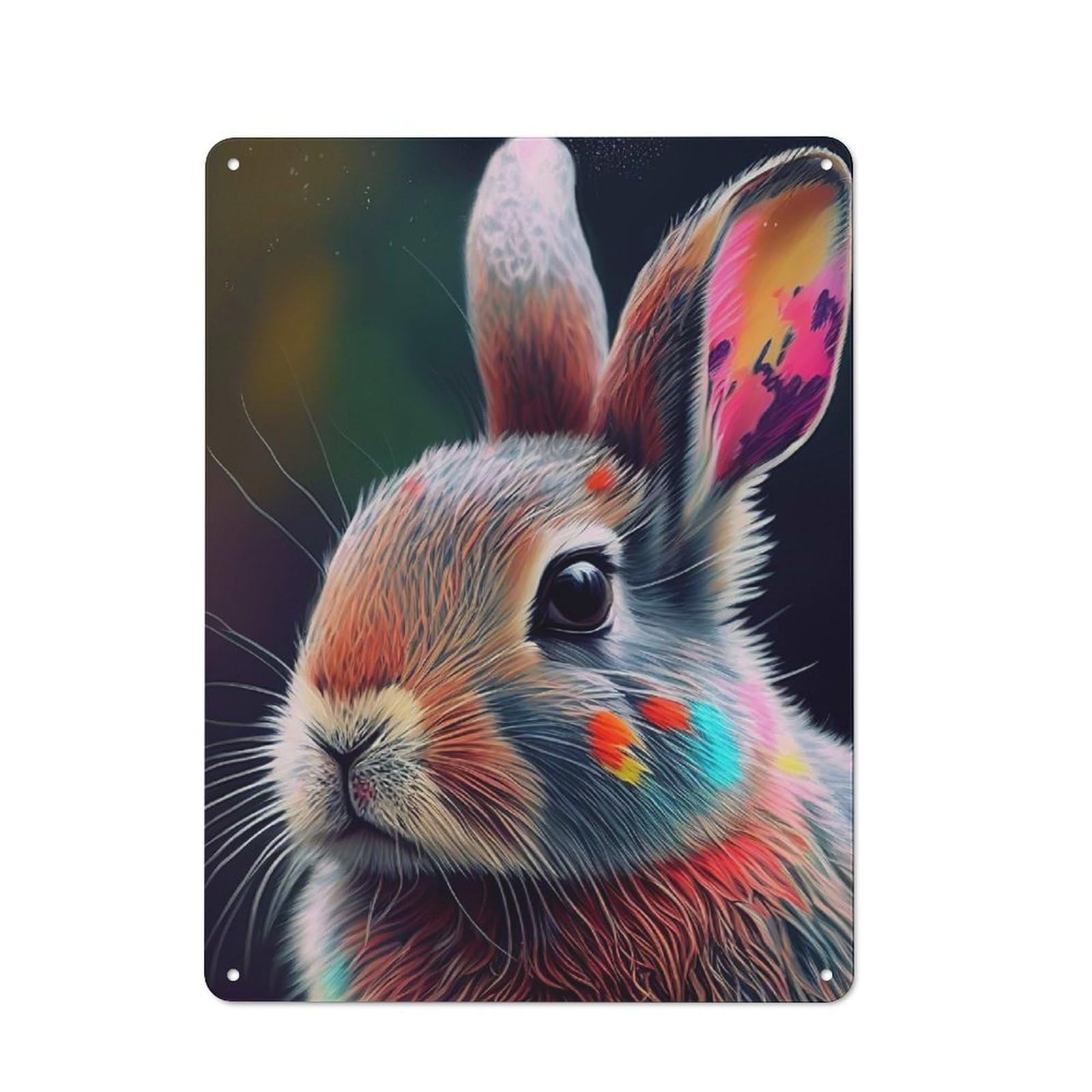 Junmoney Colorful Rabbit Animals Tin Sign 40X30cm With For Garage Wall, Retro Decor, For Kitchen, Dining Room And Home Bar Wall Decor