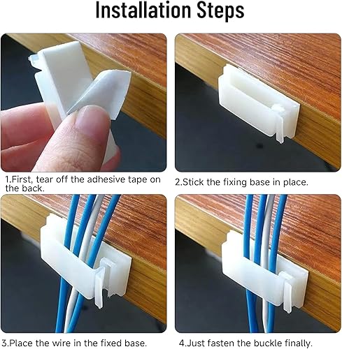 Miniatura 6 de Soporte de clips adhesivos para cables, clips de luz para exteriores, clips de alambre de cable blanco, cable de nailon resistente, abrazadera de
