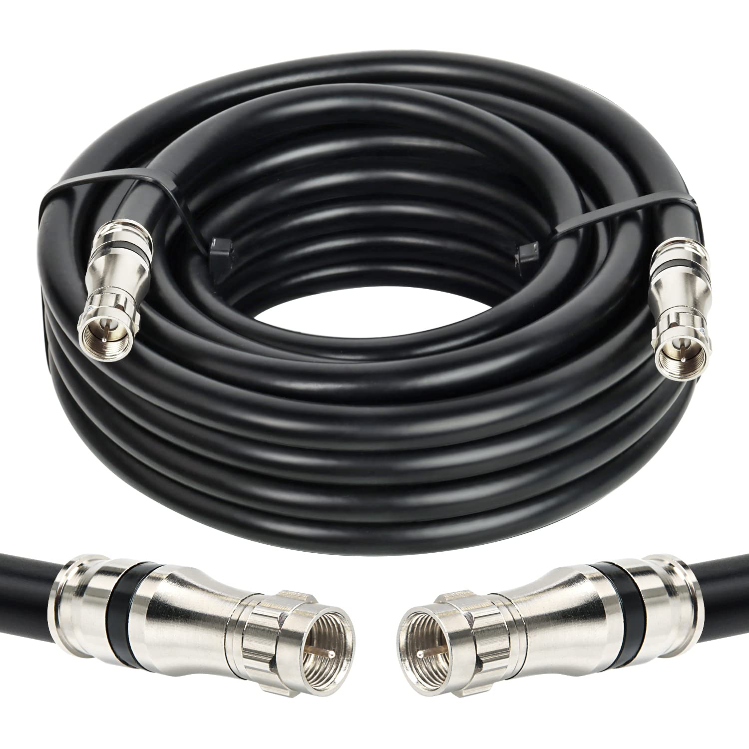 MOOKEERF Kabel koncentryczny RG11 25ft F Kabel, Low Loss RG11 Kabel 25 stóp, 14 AWG RG11 Kabel koncentryczny 75ohm, kabel złącza typu F o wysokiej rozdzielczości do CATV, satelitarnej, VHF/UHF, radio