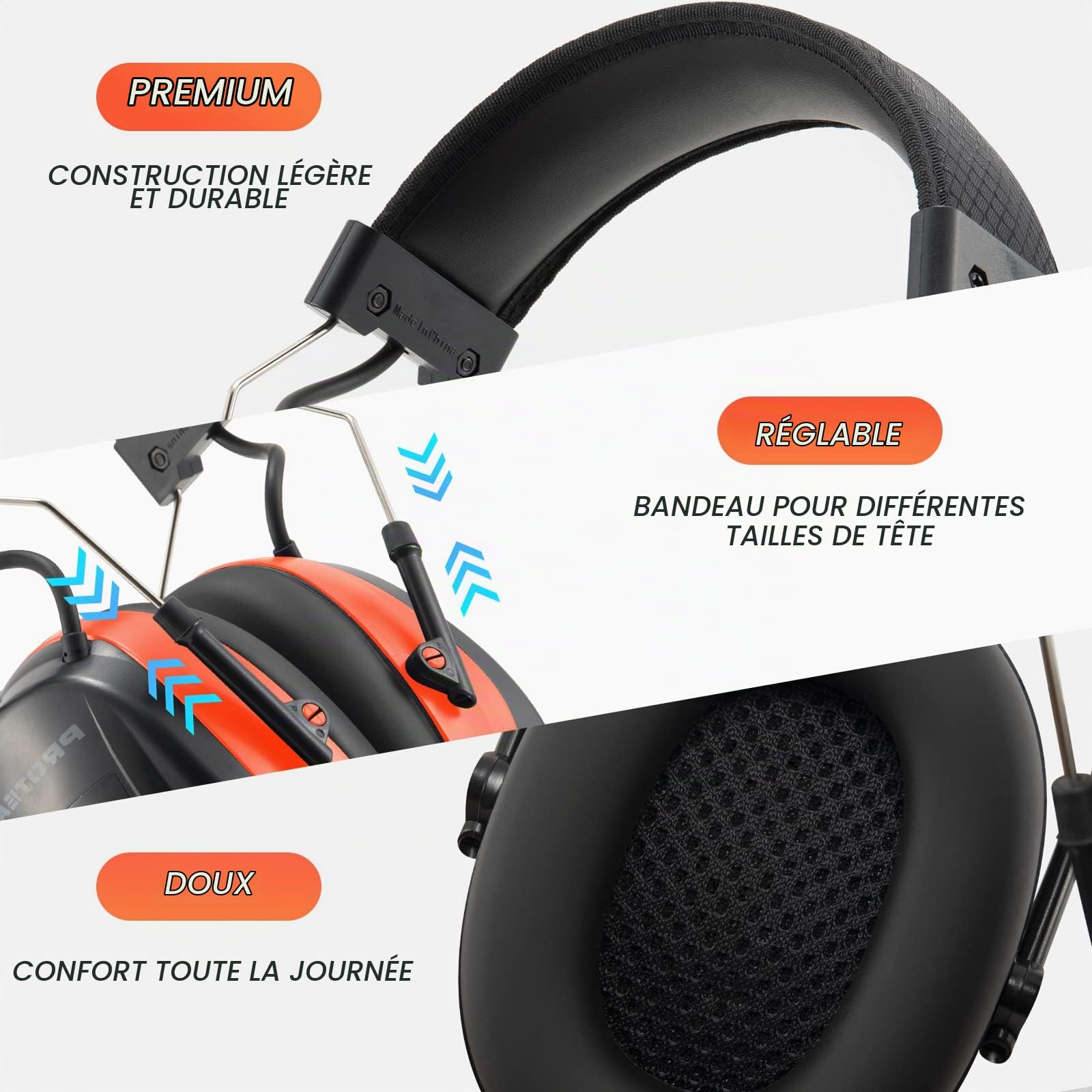 Casque anti Bruit Radio DAB + / FM et Bluetooth 5.4, casques sans fil à annulation de bruit pour atelier, jardin/tonte, SNR 30dB