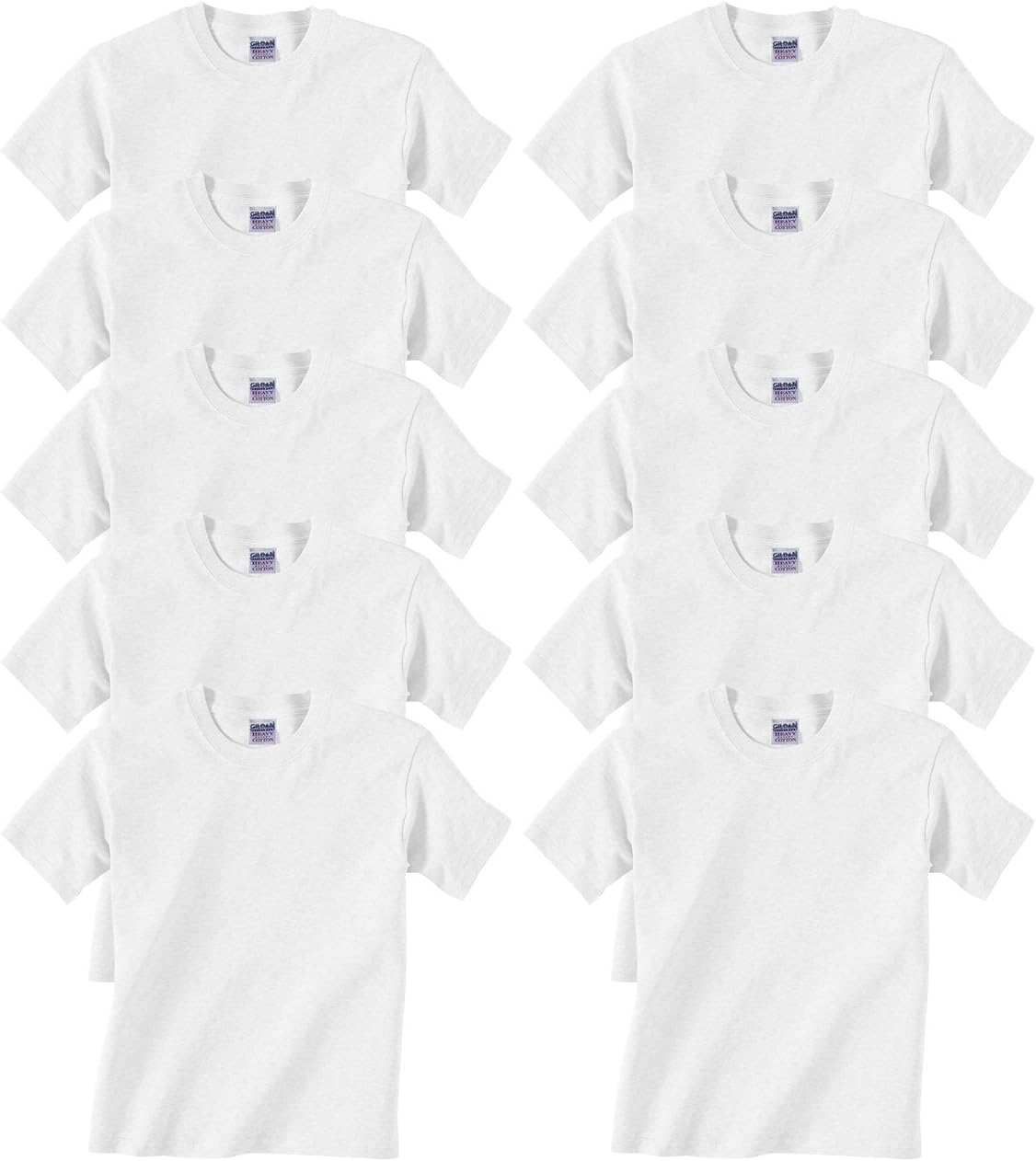 Heavy Cotton Youth 5.3 oz. T-Shirt (G500B) Pack of 10- WHITE,L
