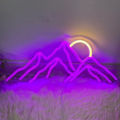 Miniatura 6 de Letrero de neón con diseño de montañas y puesta de sol, luces LED personalizadas, decoración de pared para el hogar, dormitorio, sala de juegos,