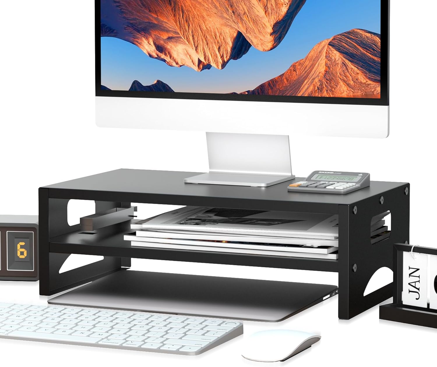 Pholiten Metal Monitor Stand Riser with Storage Shelf | 14cm Ergonomic ...