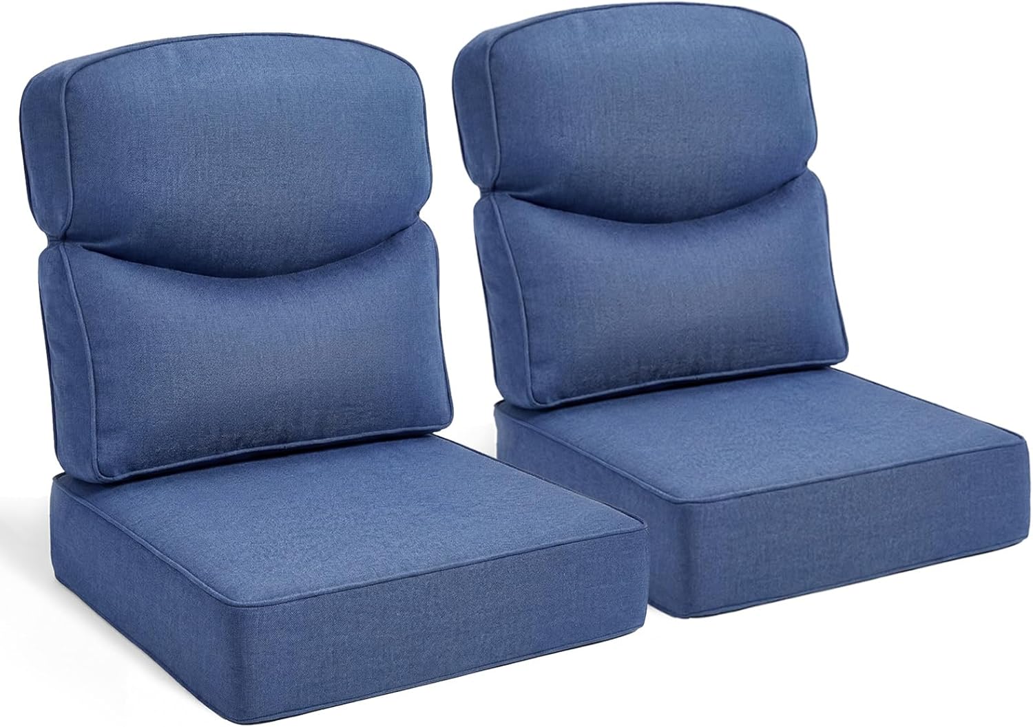 Juexica 2 Set Luxury Outdoor Chair Cushions 24"x24"x6" 30D High Density Foam Deep Seat Patio Cushions Set with Curved Back Support Waterproof UV Resistant Replacement for Wicker Rattan Furniture