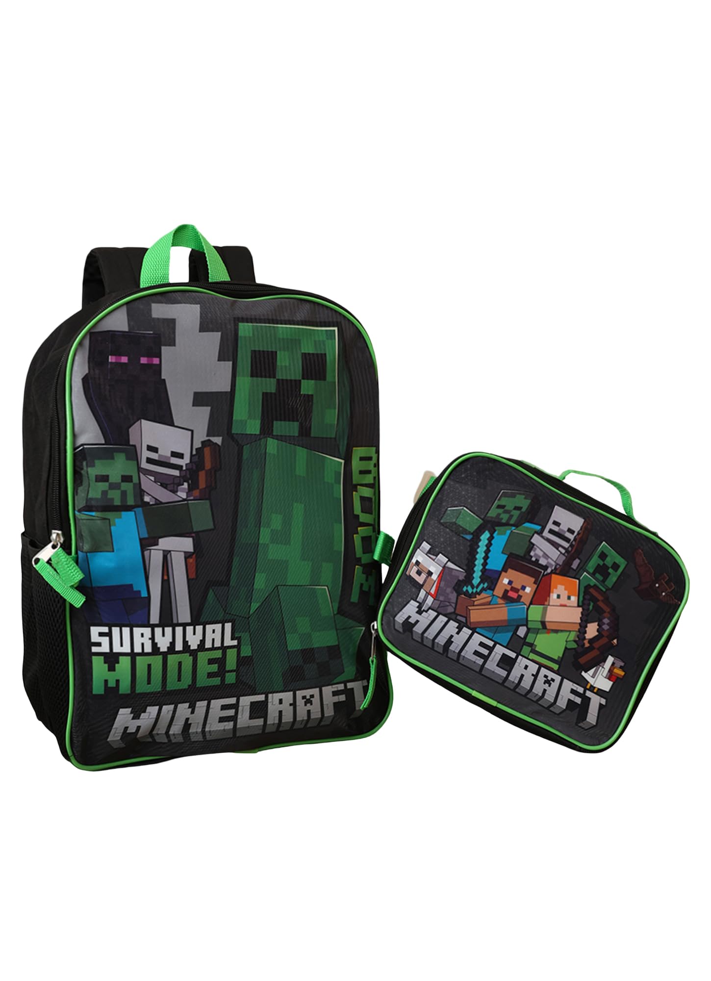 kidsville Official Minecraft 11.3L Backpack with Lunch Bag for Boys & Girls | Lightweight Spacious School Bag with Thermal Insulated Tiffin Bag-picture-12