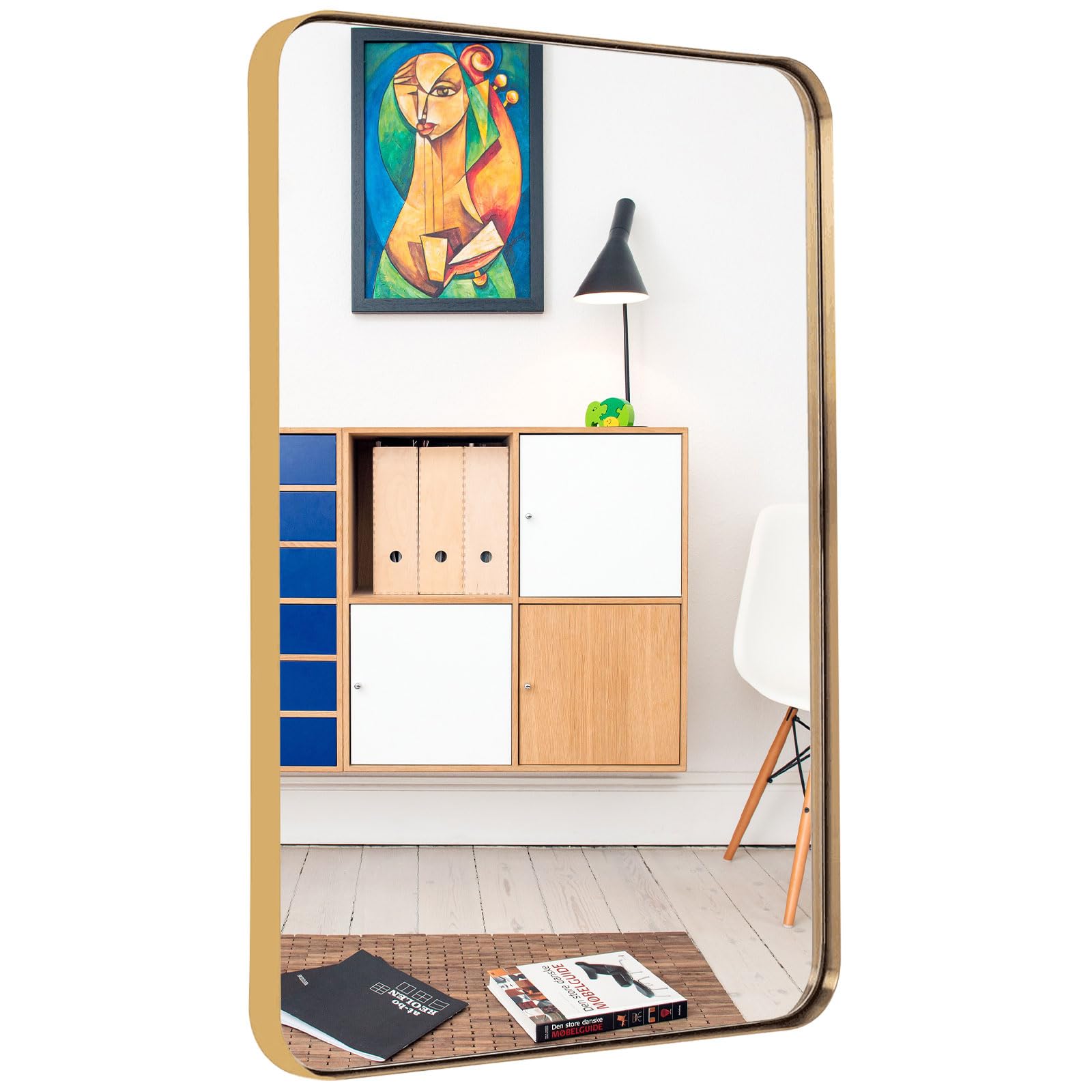 Amazon.com: Small Bathroom Mirror for Wall Gold Rectangle 14"x18" Wall ...