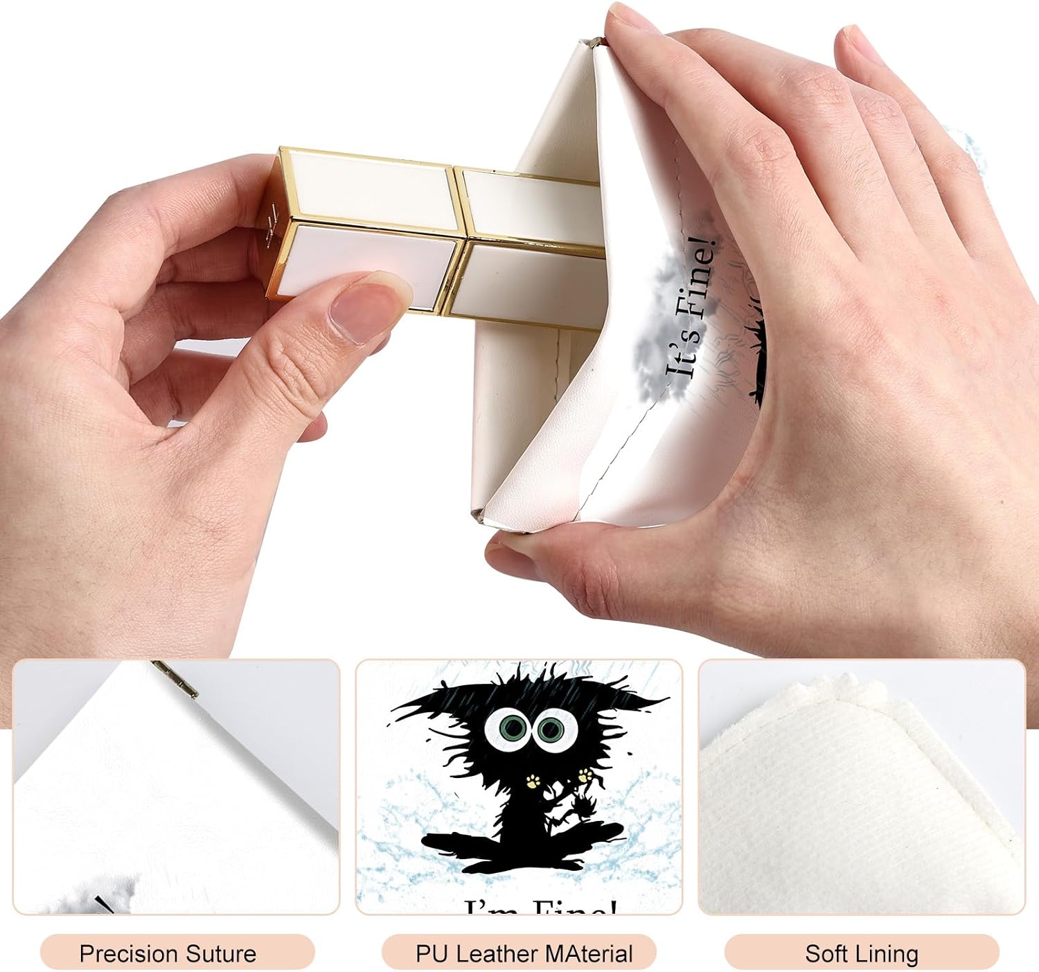 2Pcs PU Leather Small Squeeze Coin Purse Pouch Mini coin Bag Unique And Cute Wallet Cosmetic Bags Change Bag For Women Girls Men Cat struck by lightning image 3