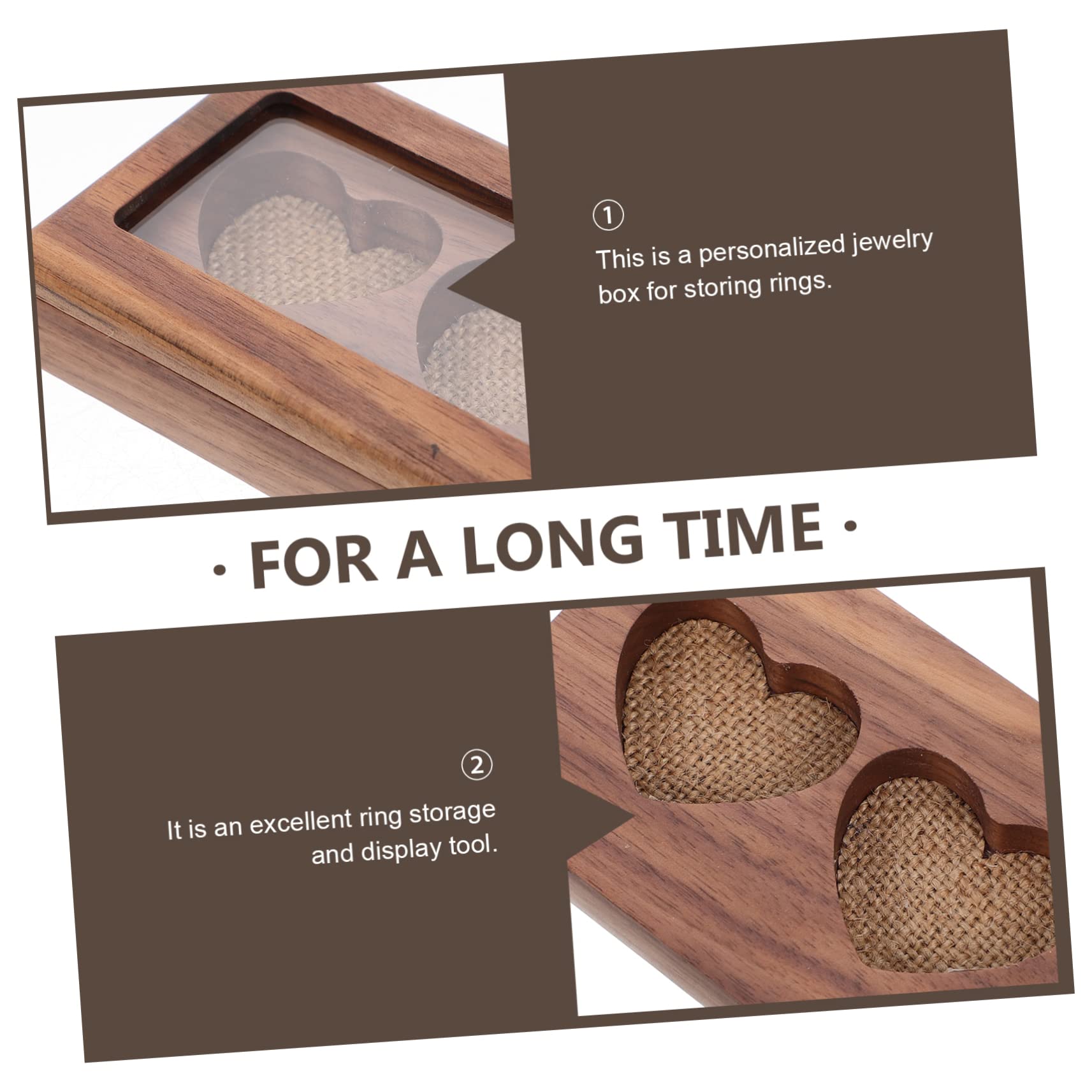 ABOOFAN Caja De 3 Piezas Caja Para Presentación De Joyas Almohada Para Anillo De Boda Cestas De Madera Para Soporte Para Anillos De Boda Para Ceremonia Vitrina De Baratijas