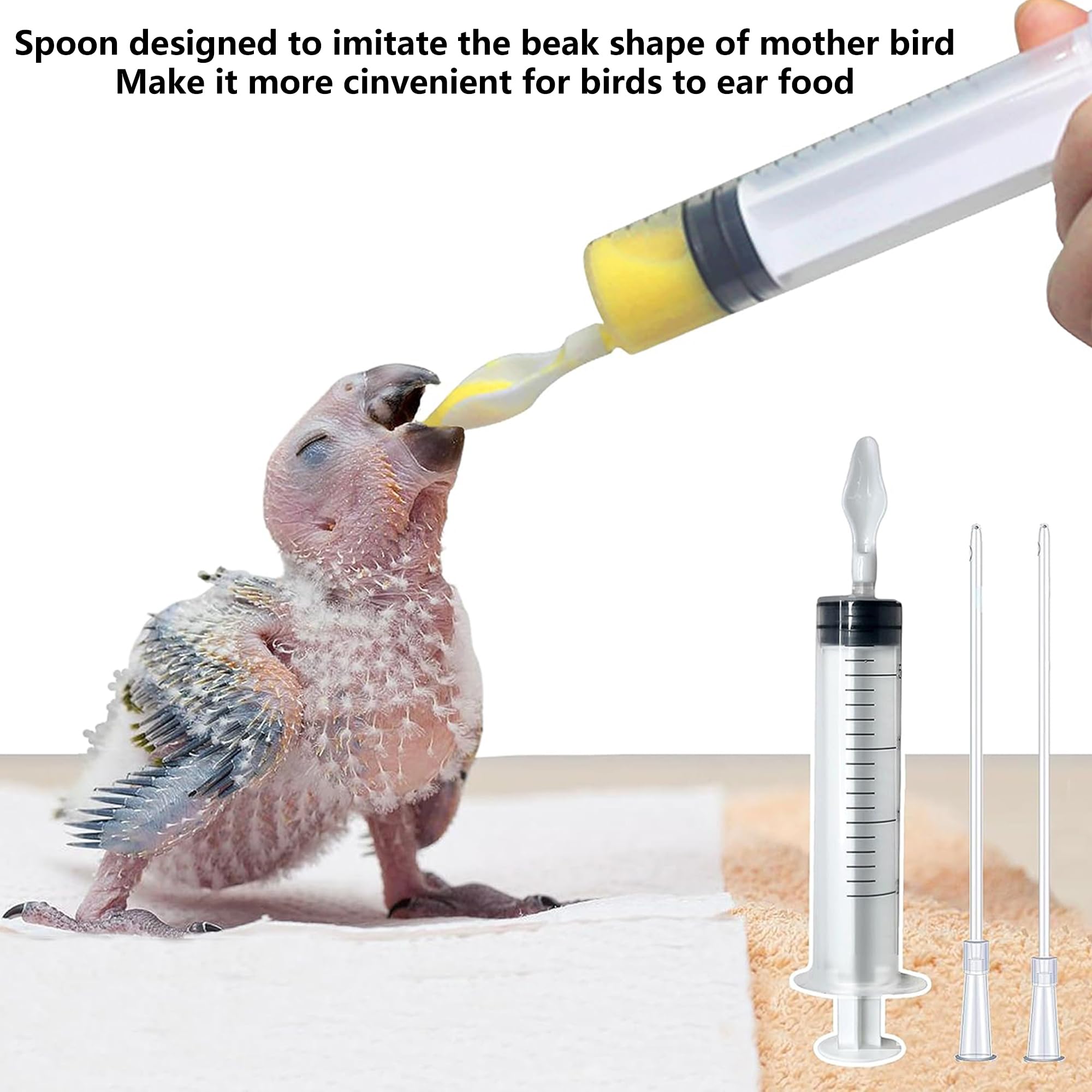 Uccelli Che nutrono siringa Tubo di Alimentazione per Uccelli Giovani siringa da 10 ml Alimentatore Pappagalli Accessori per piccioni siringa con Tubi e cucchiai per Bambino Pet Uccelli (B)