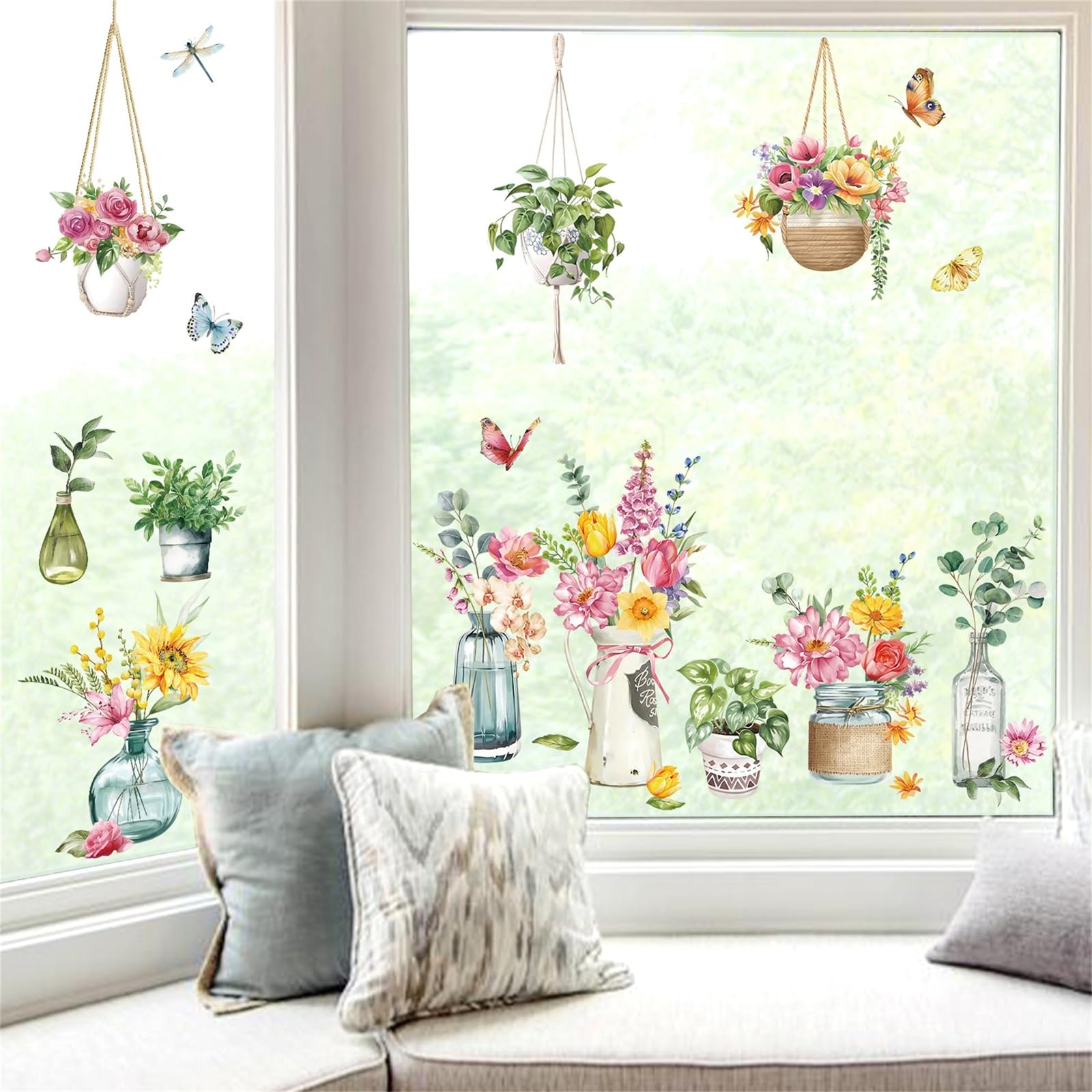 Adesivi per Finestre Adesivi Vetrofanie Finestre di Primavera Adesivi Finestre Riutilizzabile per Decorazione della Finestra Modello Elfo