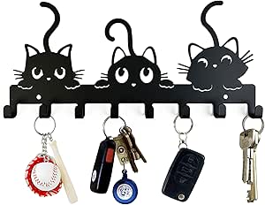 Amazon.com: YXE Key Holder Wall Mount, Metal 8 Hooks, Keys Organizer ...