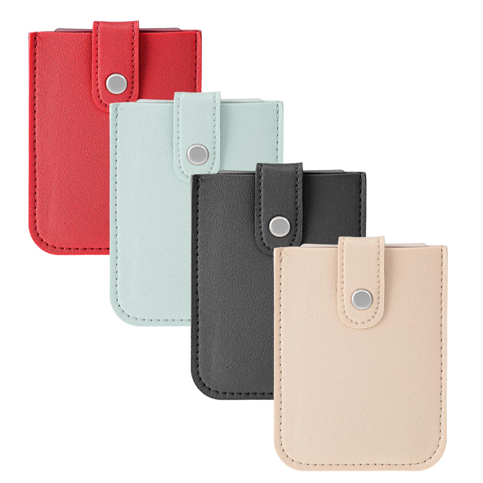 khanakkltd Slim Minimalist Wallet Personalized Pull-Out Card Organizer Snap Closure Leather Card Holder Pouch for Purse with 6 Card Slots for Women Men-picture-45