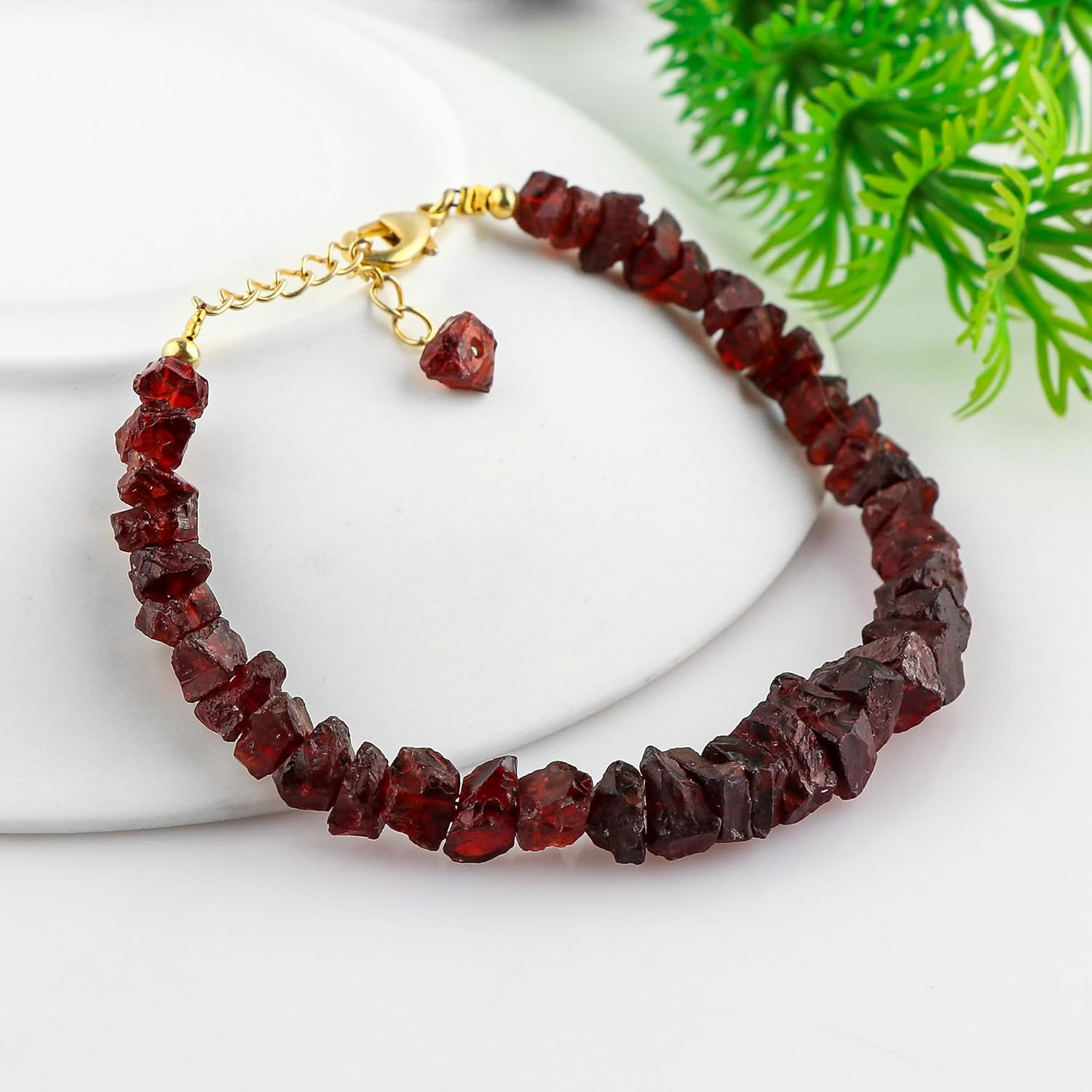Genuine Raw Gemstone Bracelet, Handmade Bohemian Jewelry, Rough Stone Gold Plated Bracelet, Chakra & Healing Crystals, Christmas Gift for Her (Size.7+1inch) - Image 3
