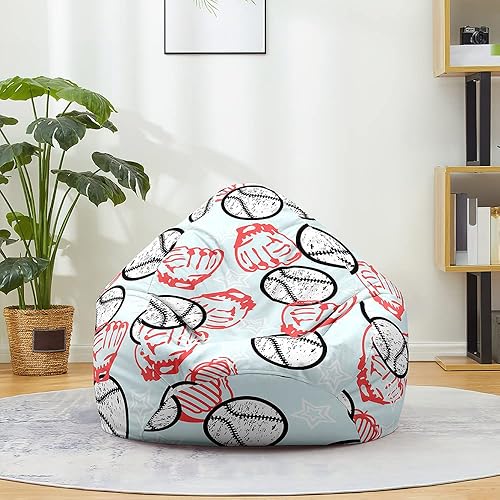 Lukery Puf de almacenamiento de animales de peluche de béisbol 3D para niños y adultos, puf rellenable (sin relleno) para sala de estar, sofá