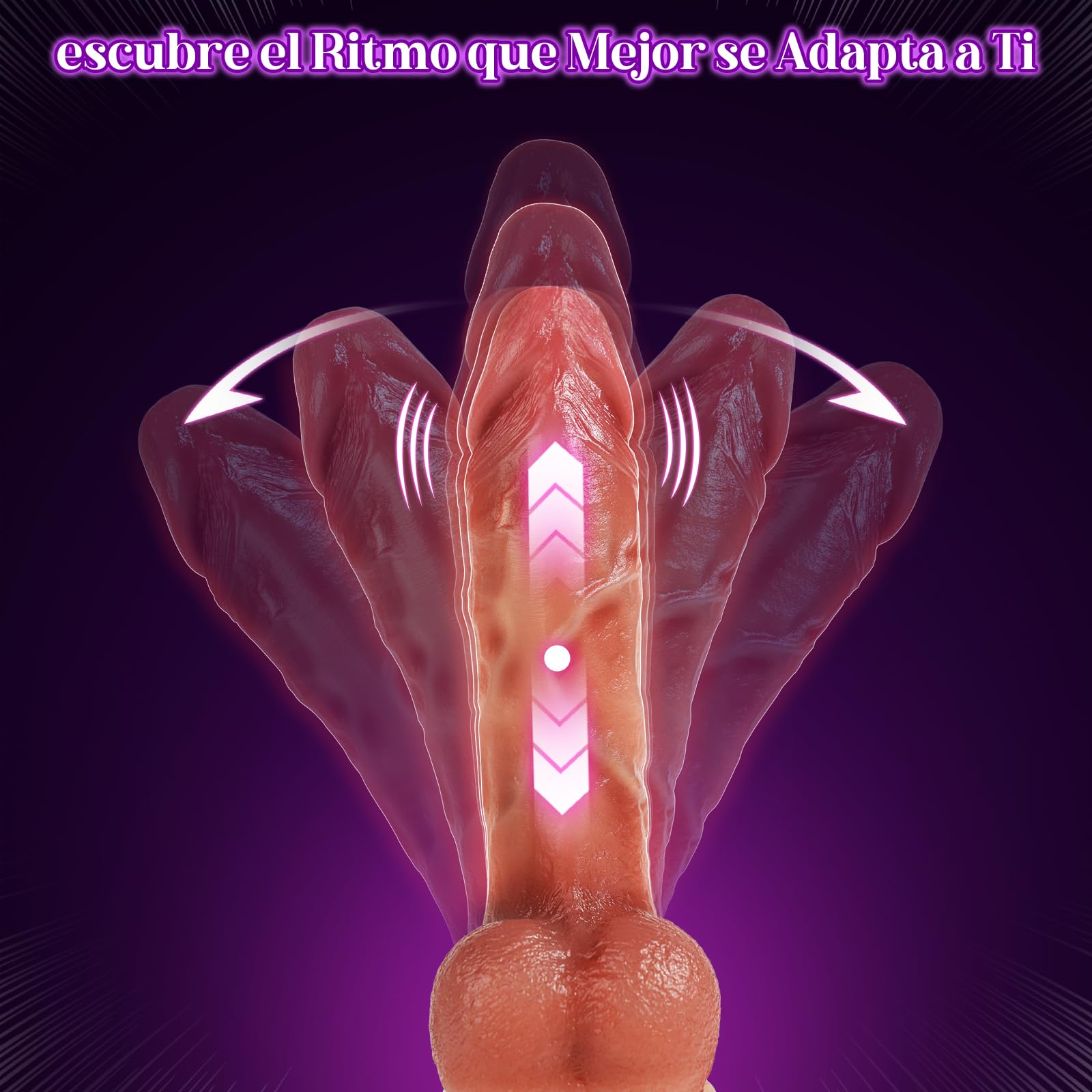 Dildo Vibrador Realista, Consolador Eléctrico con Función de Empuje, App y Mando a Distancia, 9 Modos de Empuje y 9 Vibraciones, Silicona Suave, Ventosa, Juguetes Sexuales para Mujer, Hombre y Pareja