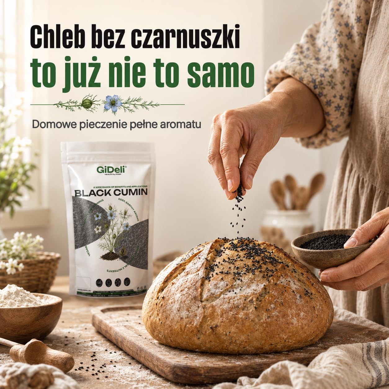 GiDeli Nasiona czarnuszki 1 kg prawdziwych nasion czarnuszki uniwersalne w Twojej kuchni