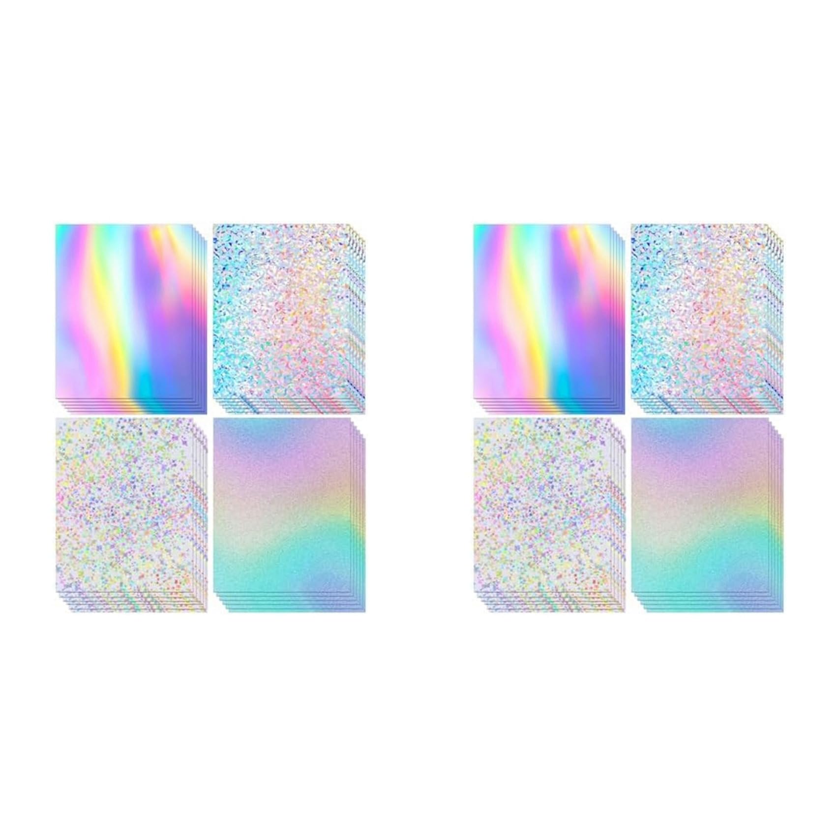 Papier Cartonné Holographique et Pailleté | 48 Feuilles Épaisses Arc-en-Ciel