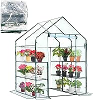 Vista 9 de Cubierta de repuesto para invernadero de 4 niveles, cubierta de repuesto de PVC transparente con puerta enrollable con cremallera, 27 pulgadas