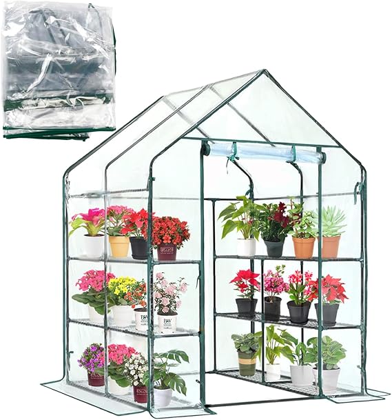 Amazon.com : Purlyu Walk-in Greenhouse Replacement Cover with Roll-Up ...