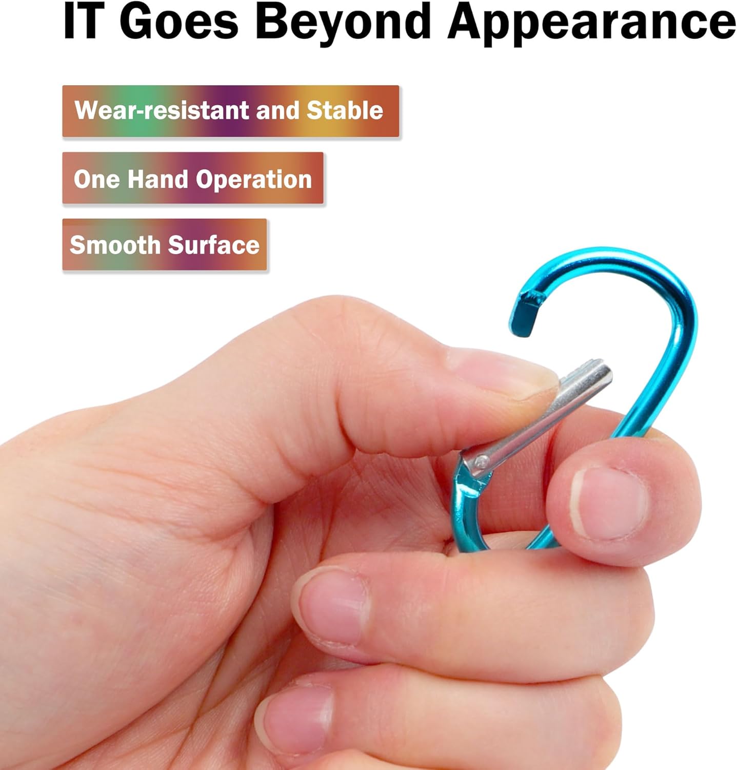 uxcell Aluminum Carabiners Keychain Clips for Hanging, Quick Link Spring Snap Hook for Locking, 4 PCS D Shaped Key Ring for Loaded Gate Outdoor Hiking Fishing Traveling Hanging, Blue - Image 3