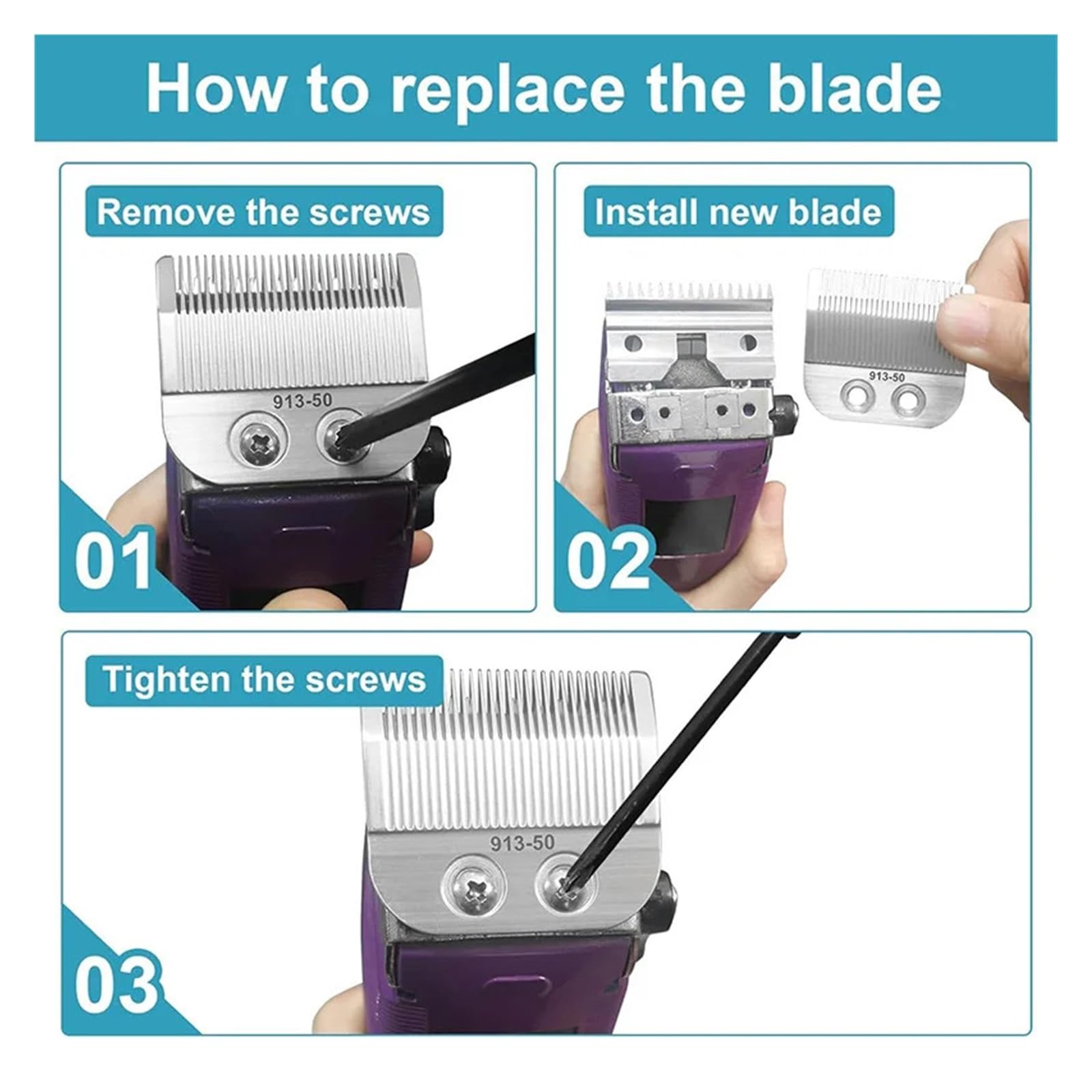 Professionelle Verstellbare Feine Klinge, Kompatibel Mit Oster, Fast Feed 076023 Salon Pro Clippers 076830 Klinge 913-53 913-50 Schneidkopf(913-53 1PC)