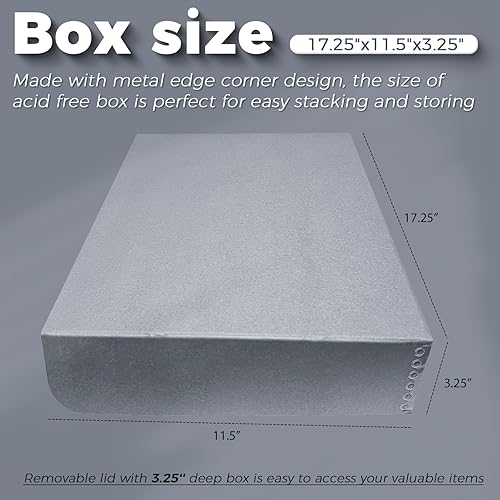 Miniatura 3 de Lineco, Caja de almacenamiento tipo folio archival de 11 x 17 pulgadas, 3 pulgadas de profundidad, sin ácidos con caja de preservación de bordes de
