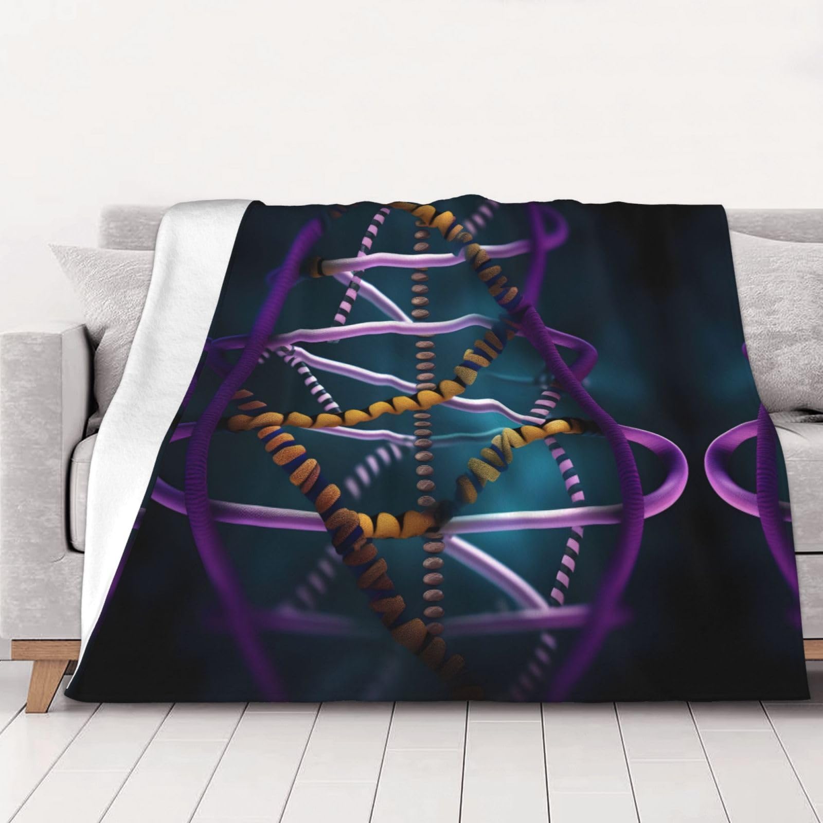 Couverture de lit en flanelle de microfibre douce motif photo chaine ADN 76x101cm