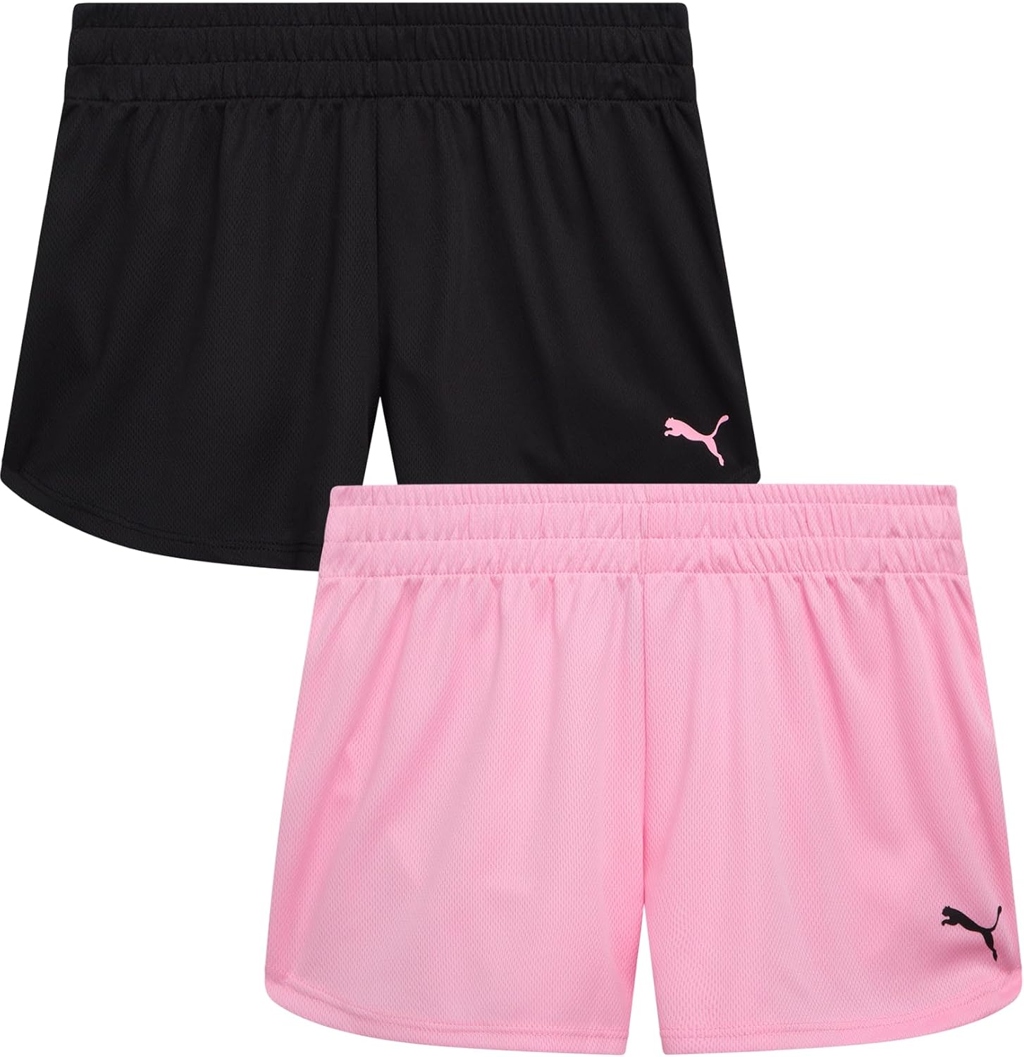PUMA Girls Athletic Shorts - 2 Pack Mesh Active Gym Dolphin Shorts Running Basketball Soccer Volleyball Short for Girls
