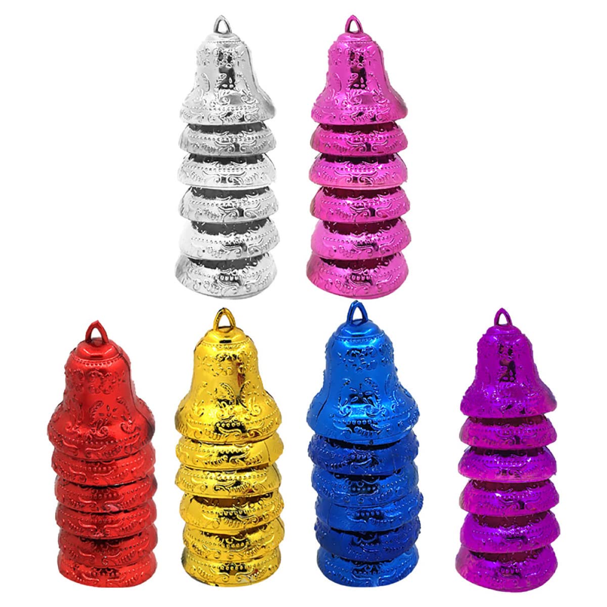 IWOWHERO 6packs/36pcs Christmas Jingle Bells Decor Blue Christmas Tree Accessory Jingle Bell Pendant for Home Decor Random Color