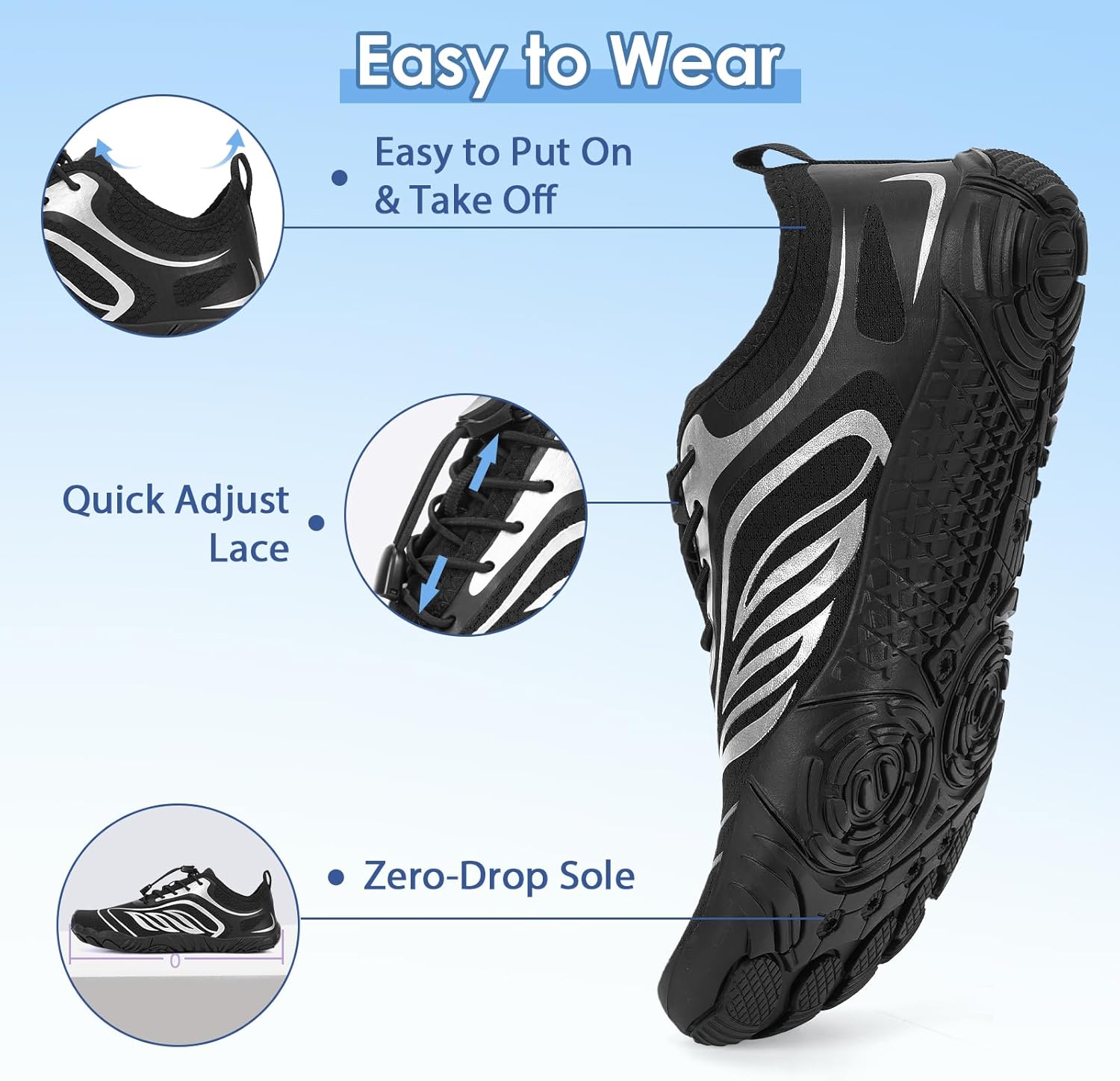 Hike Barefoot Shoes Women Men,Wide Toe Water Shoes 2025 New Breathable Grounded Footwear Non-Slip Fashion Hiking Shoe for Walking Swim Pool Beach Outdoor Water Sports - Image 5