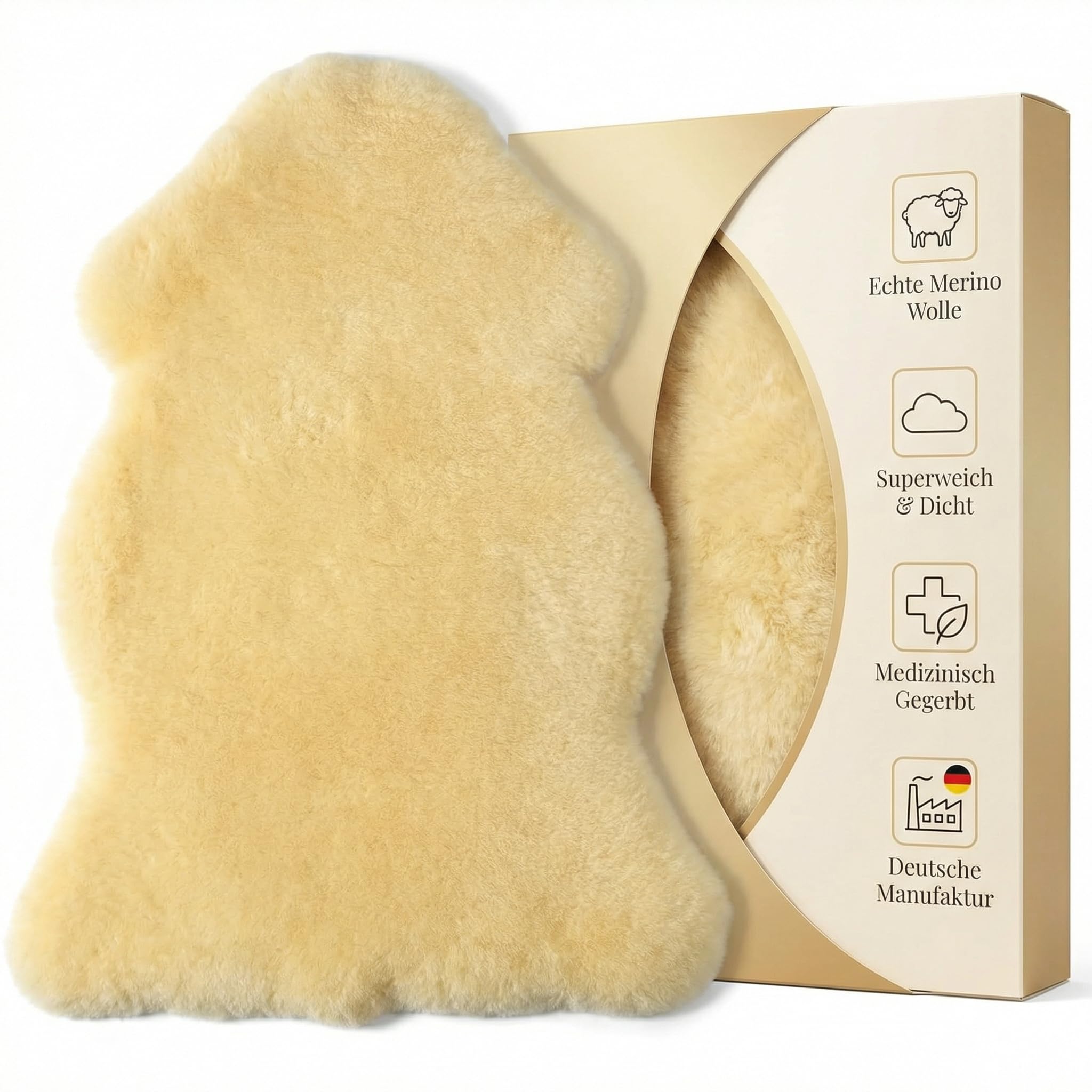 LANABEST Lammfell. Echtes Merino Lammfell. Premium Qualität. Superweich, waschbar, Schadstoffgeprüft & Chromfrei. Sehr gut für Dekoration, Kinderwagen, Buggy und als Krabbeldecke. (ca. 80 cm)