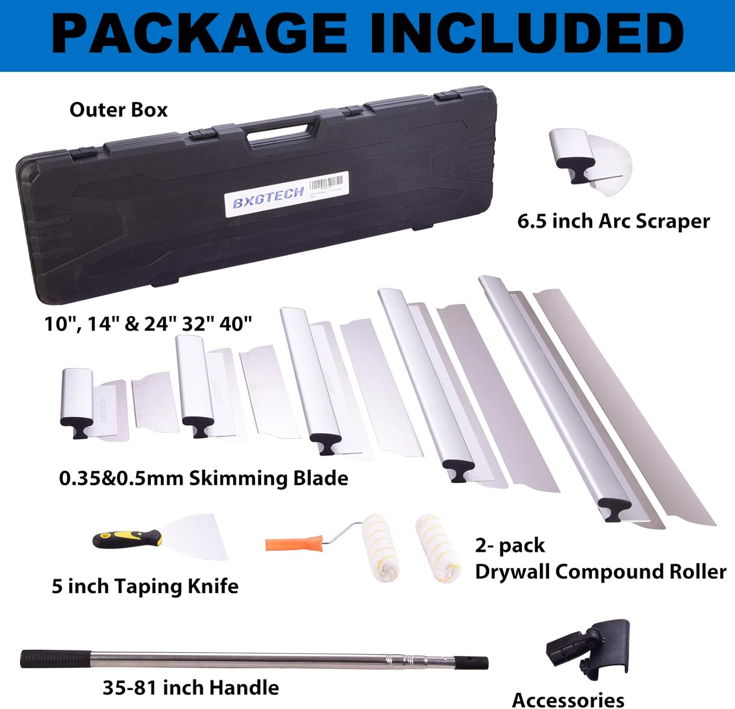 18inch+16inch Drywall Compound Roller with Skmming Blade Set