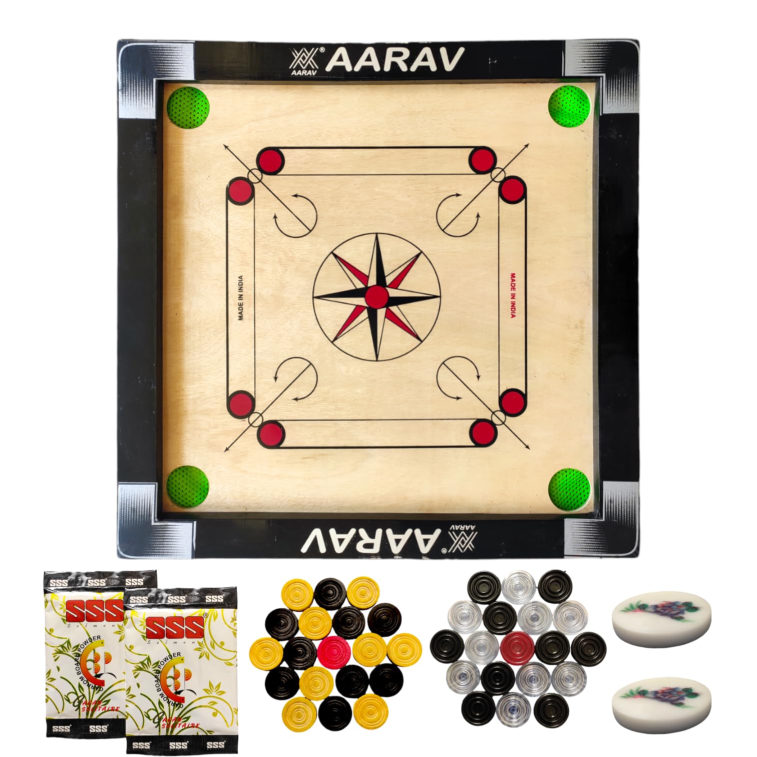 Aarav Carrom Board for Kids 20 inch Small Size with 2 Set of Wooden and Crystal Carrom Coins, Carrom Strikers and Magic Carrom Powder, Carrom Board Small Size, Carom Board for Kids (B0D1HS3LCR) Amazon Price History, Amazon Price Tracker