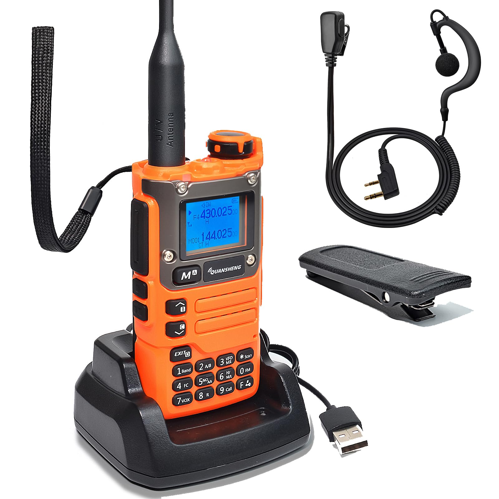 Quansheng UV-K5(8) Orange VHF UHF Portable Walkie Talkie FM NOAA UV-K6 Two-way Radio for Outdoor/Warehousing and logistics/navigation/industrial production (Black, with Radio Holder) — view 11