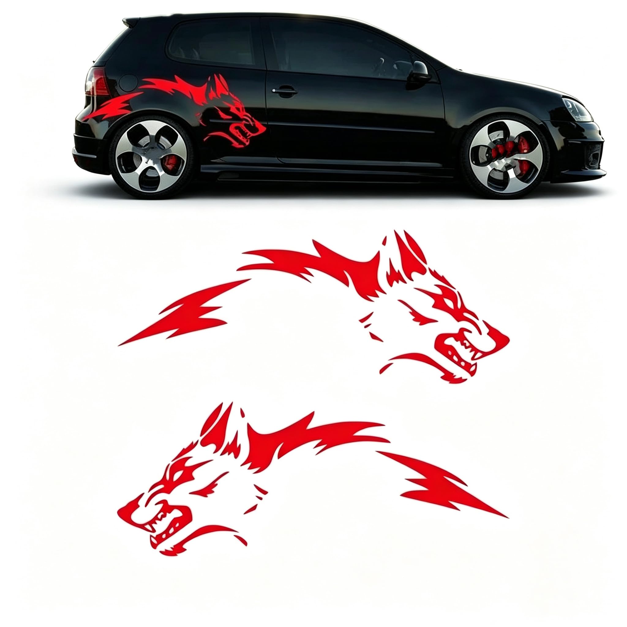 2 Wolf Auto Aufkleber für Toyota Yaris Hybrid 2019-2024