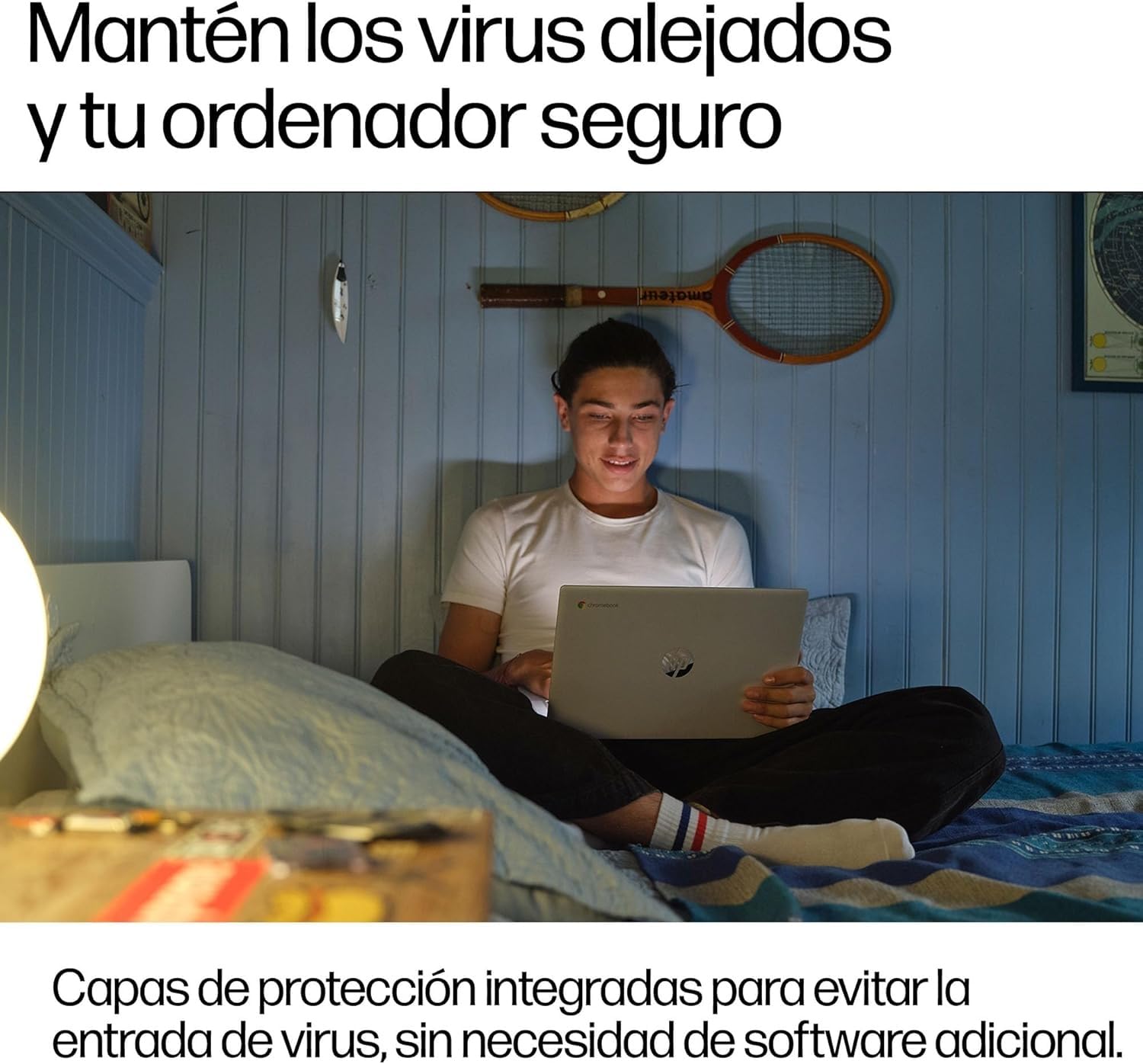 HP Chromebook - Ordenador portátil de Google 14" FHD (Intel N100, 8GB RAM, 128GB eMMC, ChromeOS) + Suscripción Google AI Pro con Gemini Pro y 5TB de Almacenamiento Durante 3 Meses - QWERTY Español