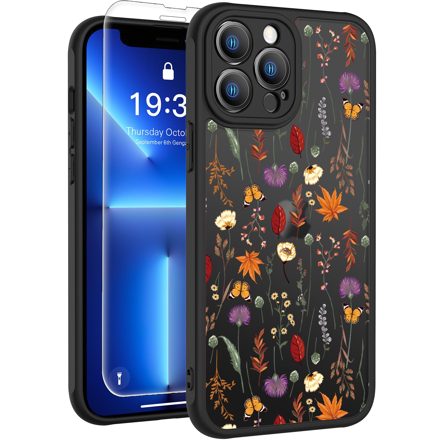 LUMARKE for iPhone 13 Pro Max Case with Enhanced Camera Lens Protection and Screen Protector, Translucent Matte Acrylic Phone Cover - Cute Aesthetic