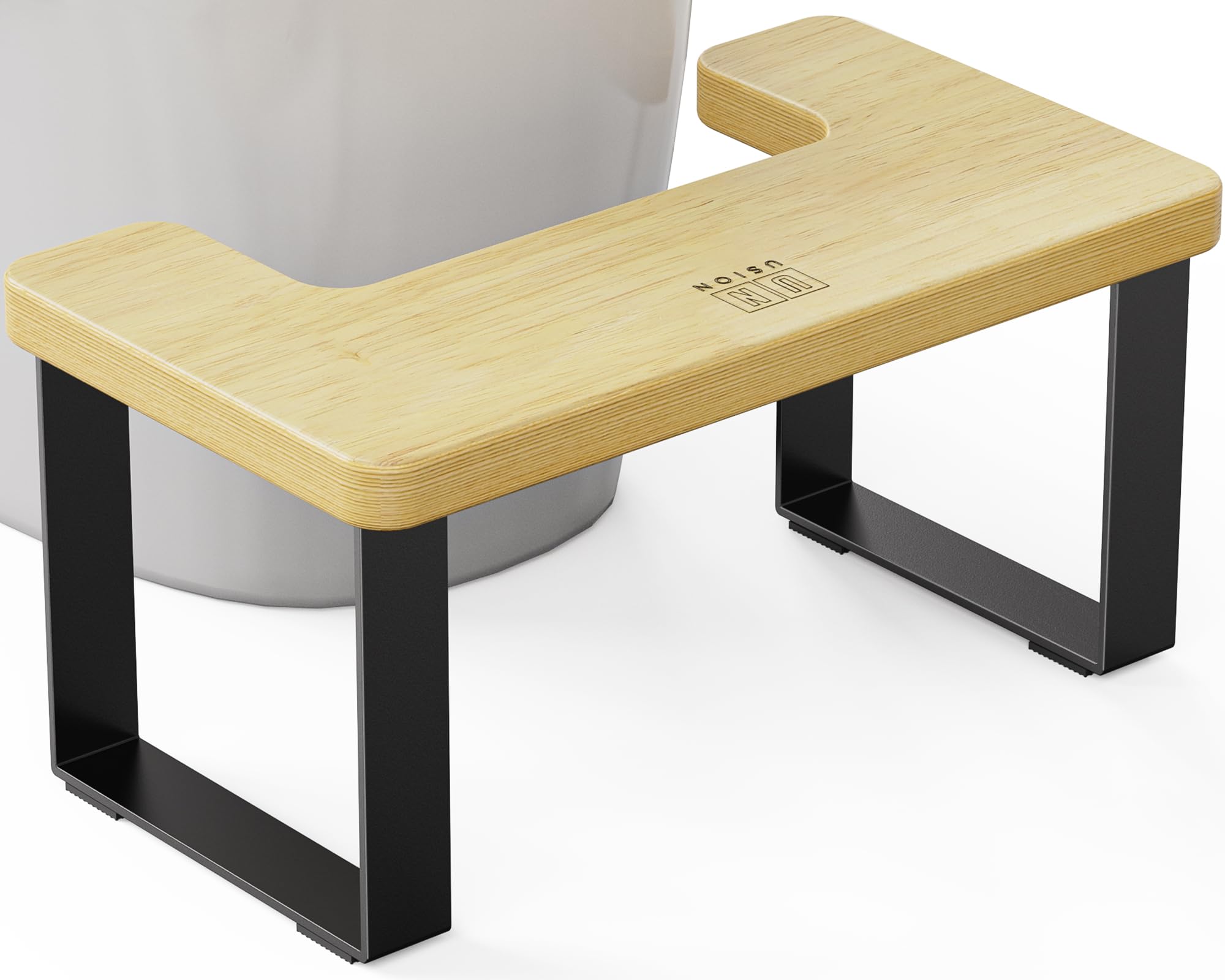 USION Taburete de inodoro para adultos, de madera, antideslizante, para adultos y niños, color negro