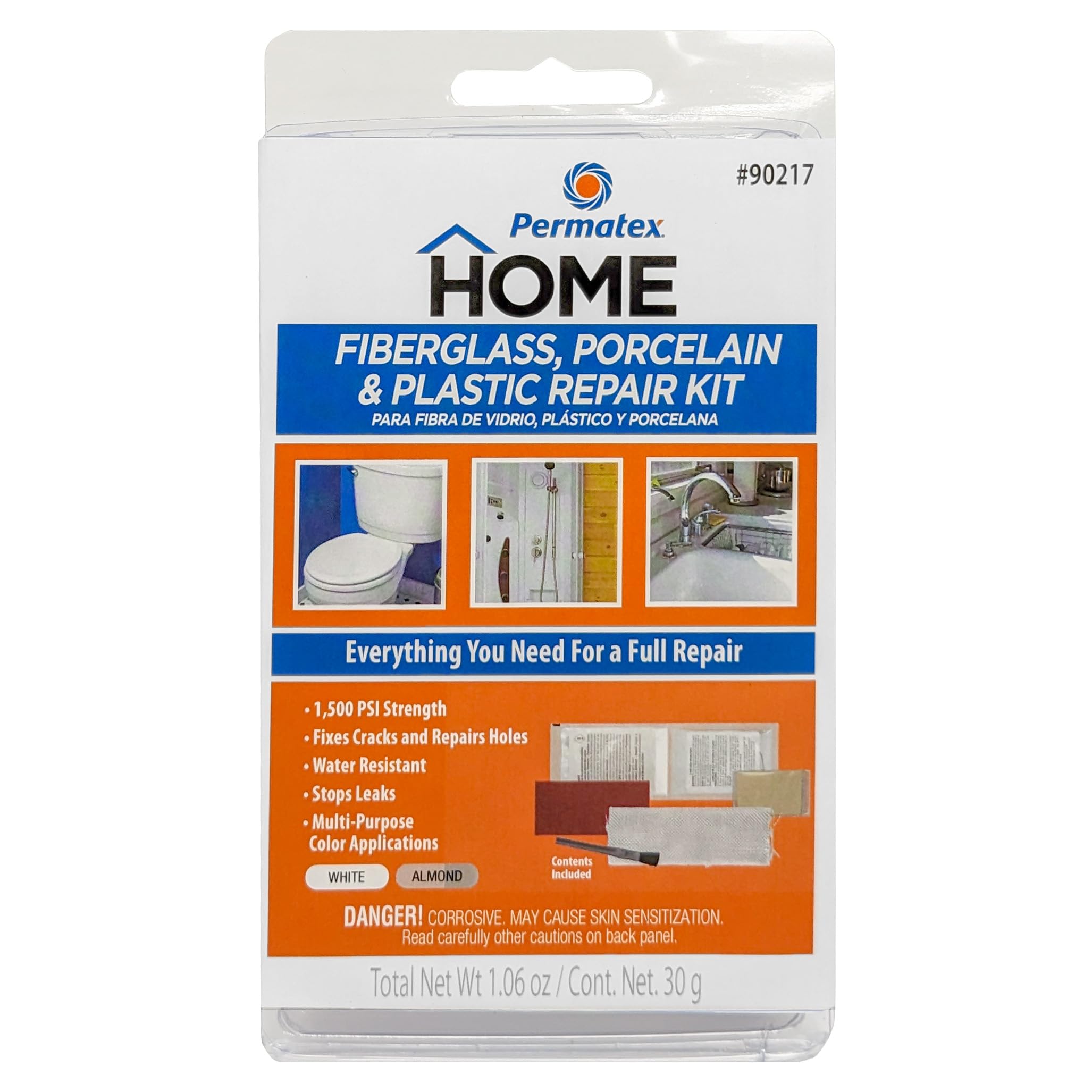 Devcon 002-90217 Fiberglass Porcelain and Plastic Repair Kit - White Almond