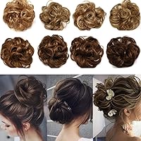 Vista 8 de Extensiones de cabello sintético con banda de goma elástica, extensiones de cabello sintético con banda elástica para coleta de caballo para mujeres