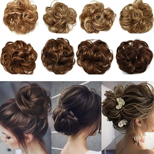 Miniatura 8 de Extensiones de cabello sintético con banda de goma elástica, extensiones de cabello sintético con banda elástica para coleta de caballo para mujeres