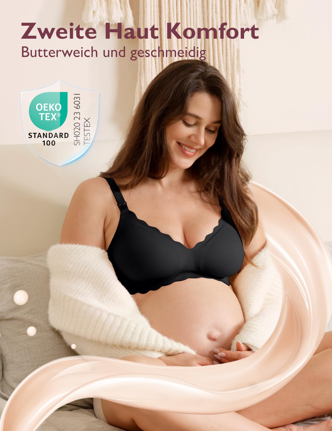 momcozy Still-BHS zum Stillen, Nahtloser Schwangerschafts-BH ohne Bügel, klassischer Still-BH mit Jelly-Streifen-Stütze