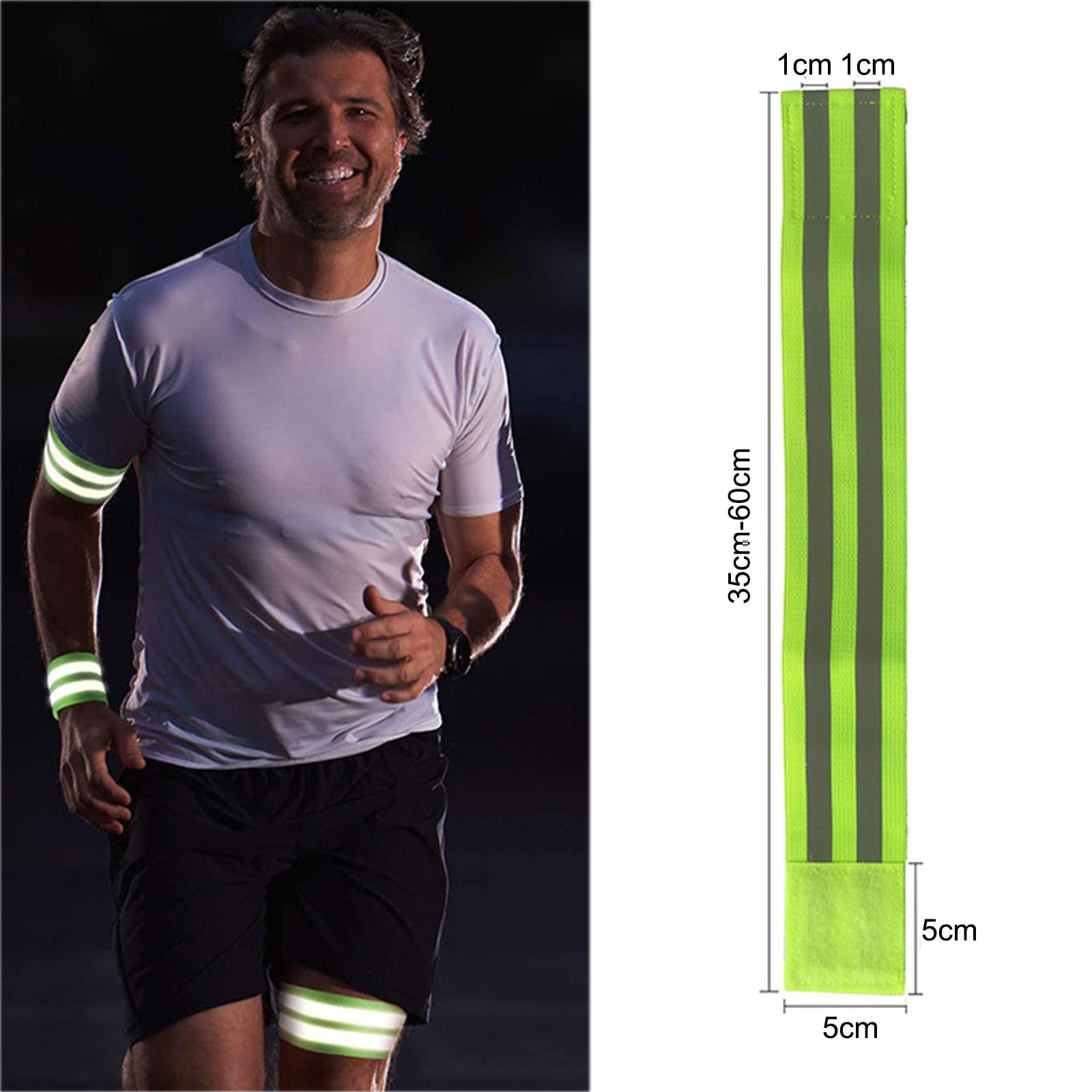 Sécurité Cycliste Réfléchissant Lot De 8 Pinces à Pantalon Vélo - Bande Réfléchissante Sécurité - Vert Fluo Et Noir - Réglable Protection Jambe Cycliste