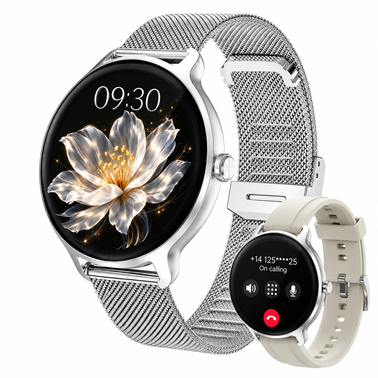 PROTKPETS Smartwatch für Damen,Antwort/Anruf,1,27''Ultra-klarer Bildschirm