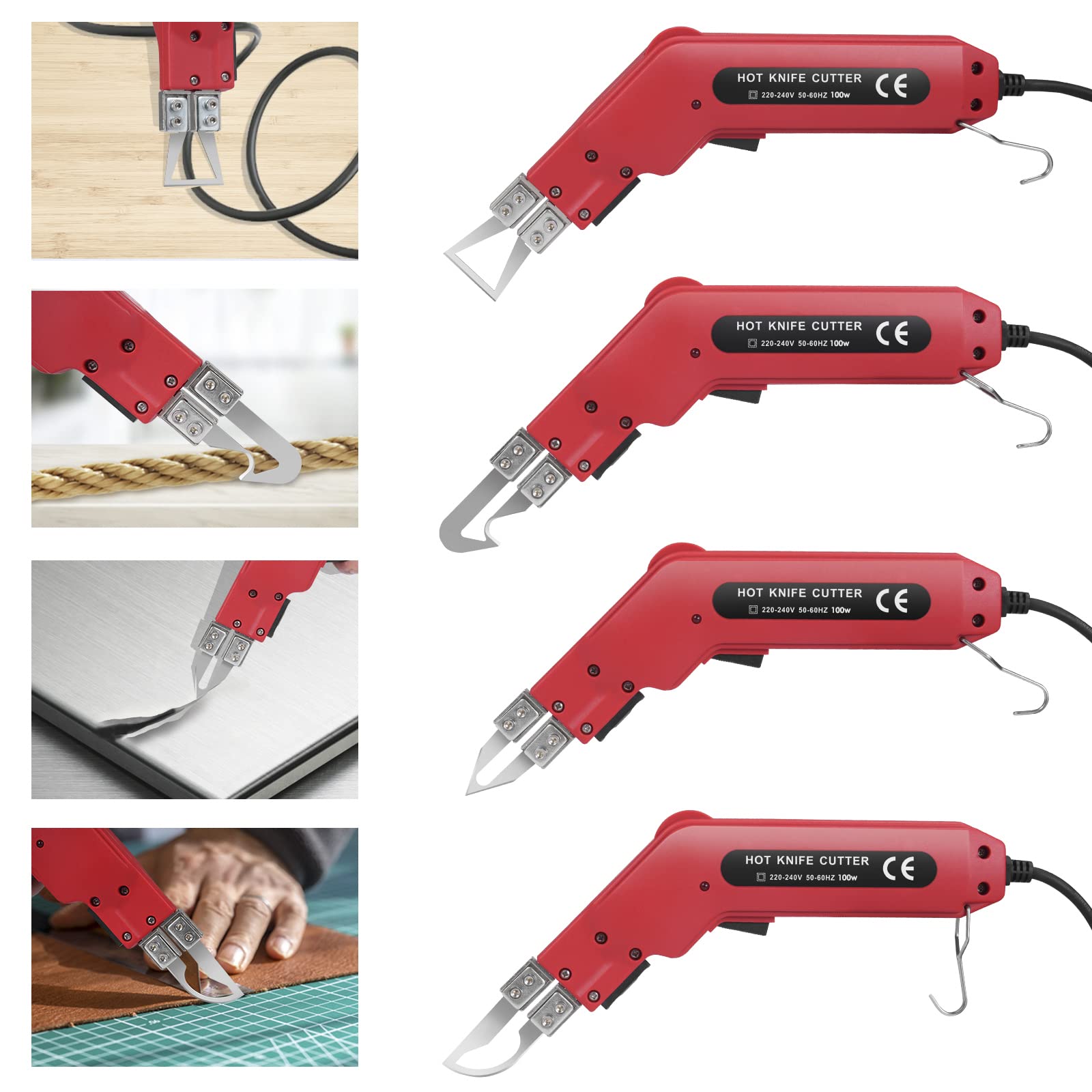 styrocutter Coupeur chaleur électrique 100W Découpe de mousse Kit d'outils de coupe avec 4 types de moules à couteaux pour couper le tissu/corde/plastique/caoutchouc/acrylique