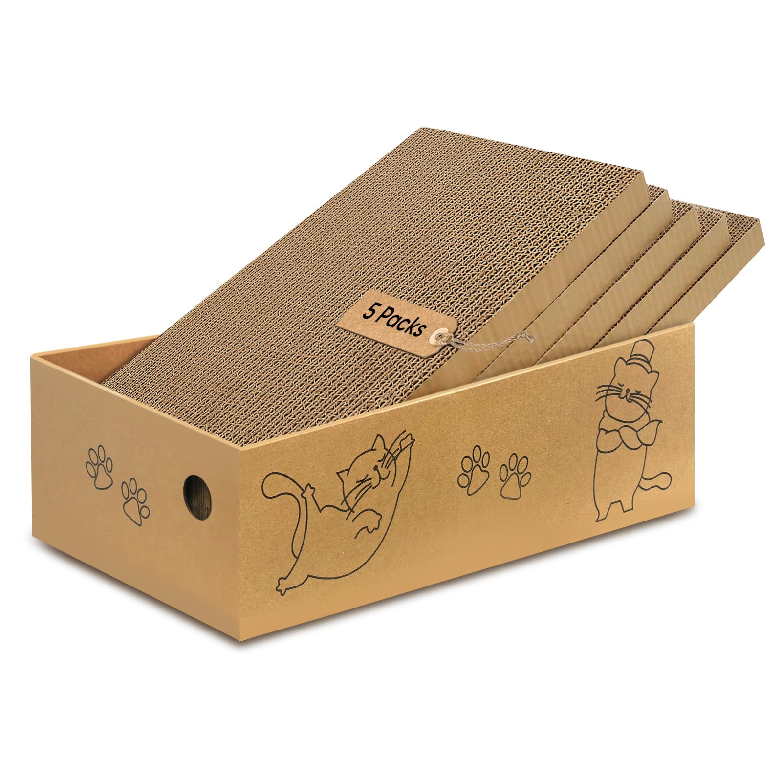 AGYM Cat Scratcher, 5 Packs in 1 Cardboard Box Cat Scratching Pad for Indoor Cats and Kitten, Cat Scratch Pad to Protect Furniture, Large Size
