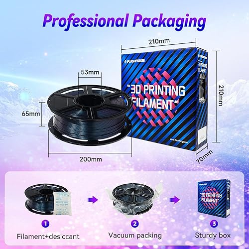 Miniatura 6 de FLASHFORGE Filamento para impresora 3D Chameleon PLA, filamento con cambio de color 1.75mm, cambia de color con la luz y los ángulos, carrete de 1