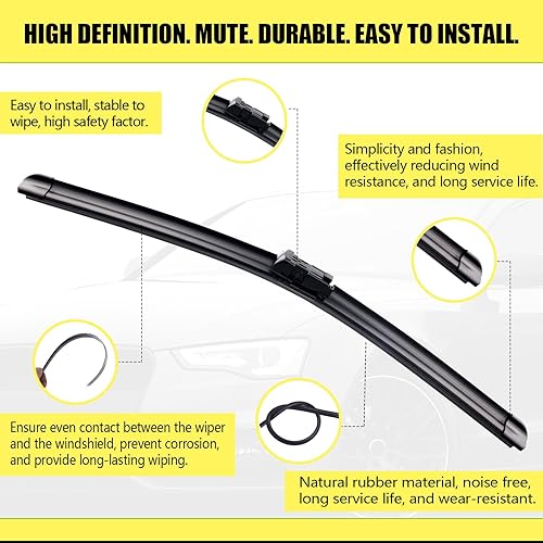 Miniatura 2 de ANIKLUIM Juego de limpiaparabrisas de 26 + 15 pulgadas con limpiaparabrisas trasero de 12 pulgadas, repuesto para limpiaparabrisas Fiesta 2009-2017,